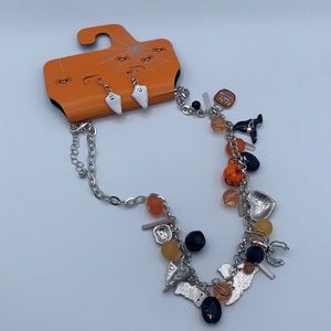 Halloween multi charm 9” necklace with earrings